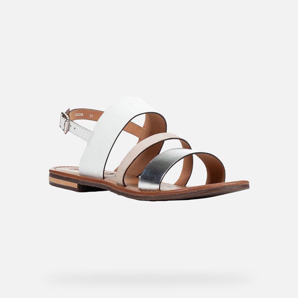 Geox Bayan Sandalet Beyaz/Gümüş - Sozy - SBR-653921